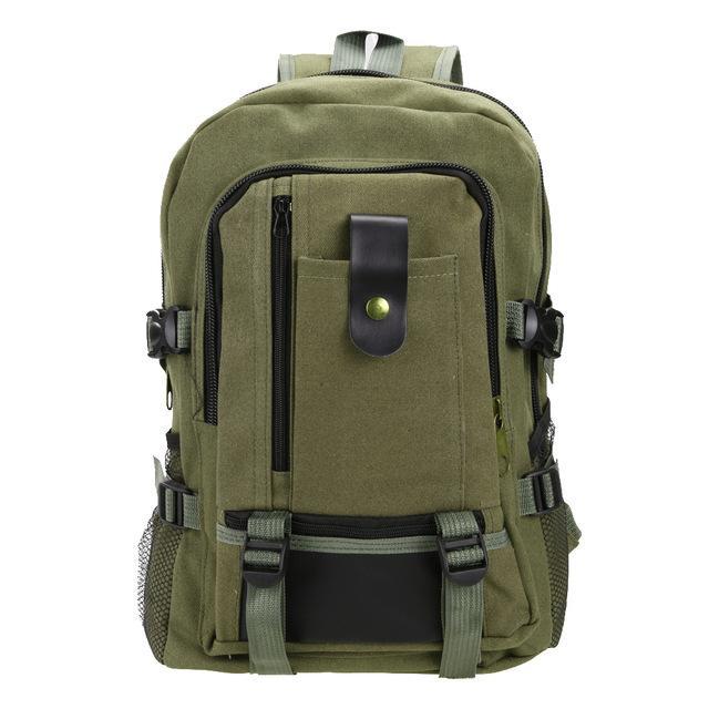 Men Women Mountaineering Backpack Canvas Sport Bags Schoolbag Travel Rucksack-gigibaobao-Army green-Bargain Bait Box