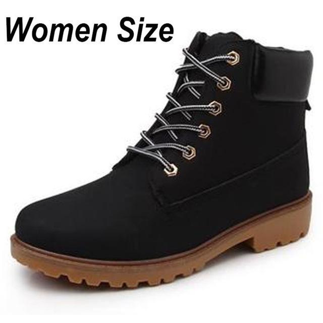 Men Women Winter Suede Leather Camouflage Martin Boots Autumn Tooling Snow Boots-tfsland Official Store-women black-5.5-Bargain Bait Box