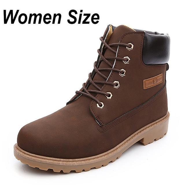 Men Women Winter Suede Leather Camouflage Martin Boots Autumn Tooling Snow Boots-tfsland Official Store-women dark brown-5.5-Bargain Bait Box
