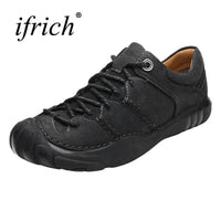 Mens Hiking Shoes Genuine Leather Outdoor Trekking Sneakers Comfortable-ifrich Official Store-ka qi-5.5-Bargain Bait Box