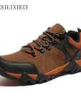 Men'S Leather Waterproof Outdoor Hiking Shoes Rubber Outsole Antislip-AICSIS Store-Black-6.5-Bargain Bait Box