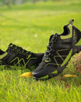 Men'S Leather Waterproof Outdoor Hiking Shoes Rubber Outsole Antislip-AICSIS Store-Black-6.5-Bargain Bait Box