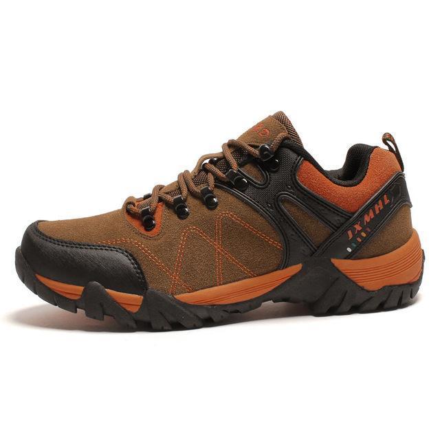 Men&#39;S Leather Waterproof Outdoor Hiking Shoes Rubber Outsole Antislip-AICSIS Store-Orange-6.5-Bargain Bait Box