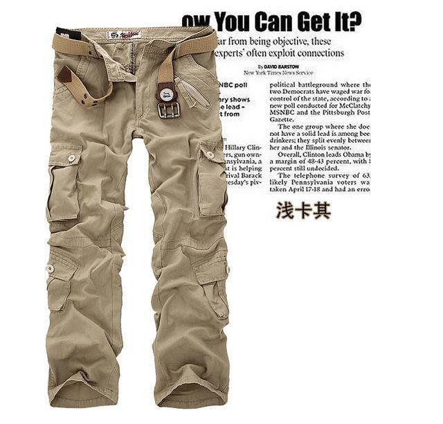 Men'S Pants Camping Hiking Camouflage Cargo Pants Plus Size Multi-Pocket-Yanxi Outdoor Products Co., Ltd.-khaki-XS-Bargain Bait Box