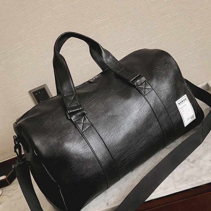 Men&#39;S Pu Leather Gym Bag Male Big Sports Bags Handbags For Fitness Men Women-Vanchic Outdoor Store-Black L-Bargain Bait Box
