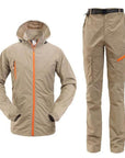 Mens Quick Dry Anti-Uv Sunscreen Jacket Pants Lightweight Fishing Clothes-CIKRILAN Official Store-Khaki set-S-Bargain Bait Box