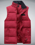 Men'S Sleeveless Vest Homme Casual S Male Cotton-Padded Men'S Warm Vest-Vests-Bargain Bait Box-Red-XL-Bargain Bait Box