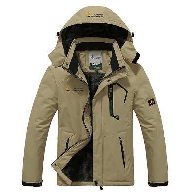 Men'S Winter Inner Fleece Waterproof Jacket Outdoor Sport Warm Brand Coat-HO Outdoor Store-Khaki-Asian Size L-Bargain Bait Box