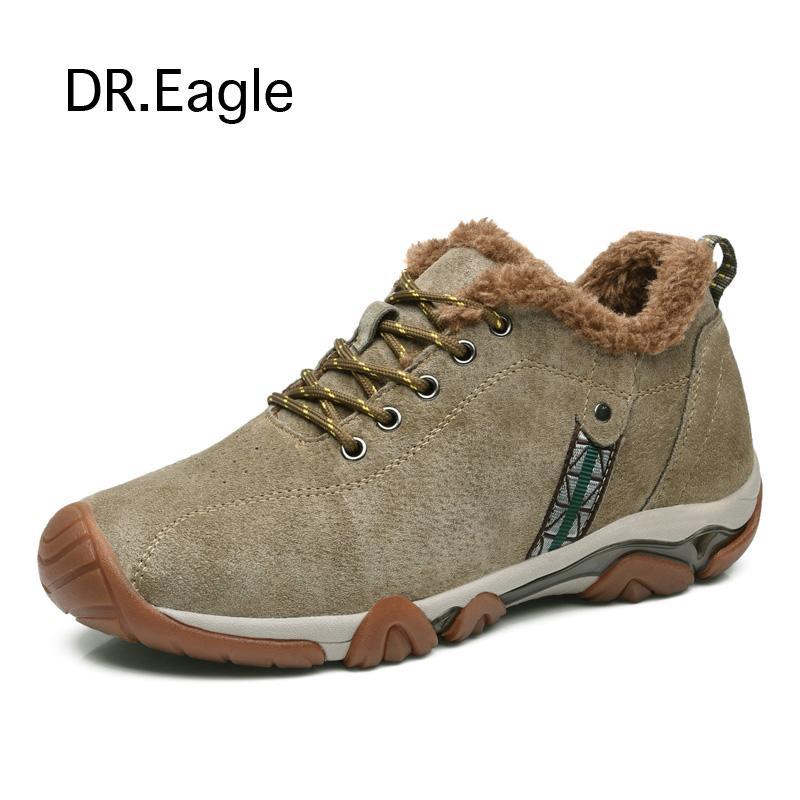 Men&#39;S Winter Shoes 6Cm Height Increasing Genuine Leather Outdoor Sport Hiking-DR.Eagle Official Store-Winter bLue-6.5-Bargain Bait Box