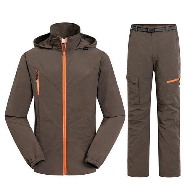 Men&amp;Women Quick Dry Breathable Jackets Pants Outdoor Sports Suit Brand-HO Outdoor Store-Men Coffee-M-Bargain Bait Box