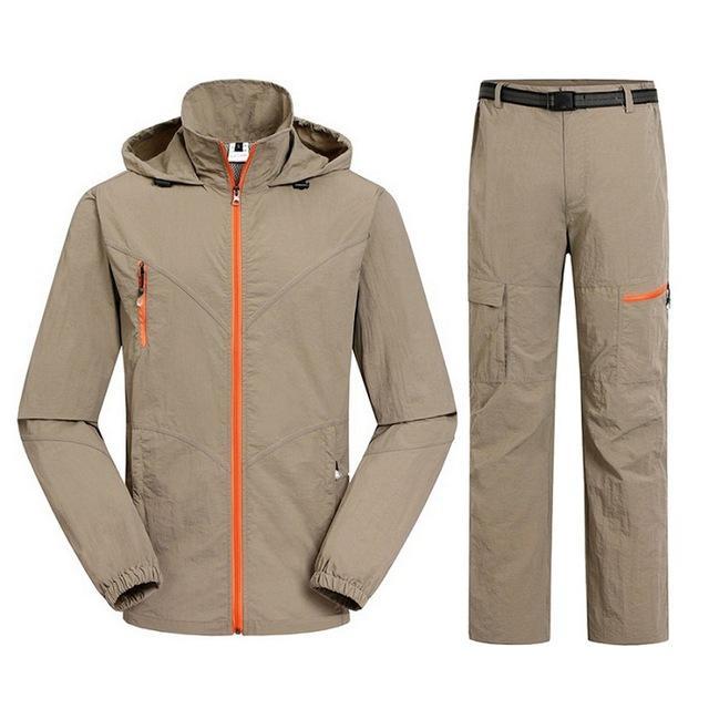 Men&amp;Women Quick Dry Breathable Jackets Pants Outdoor Sports Suit Brand-HO Outdoor Store-Men Khaki-M-Bargain Bait Box