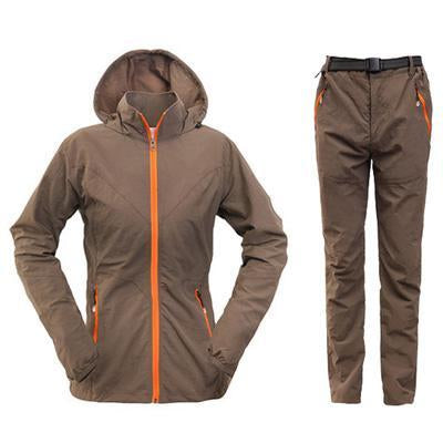Men&amp;Women Quick Dry Breathable Jackets Pants Outdoor Sports Suit Brand-HO Outdoor Store-Women Coffee-M-Bargain Bait Box