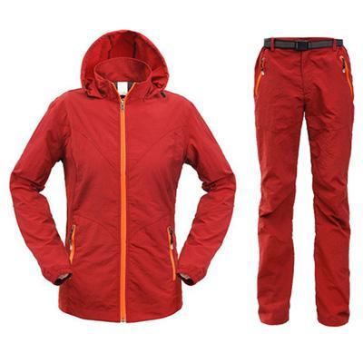 Men&amp;Women Quick Dry Breathable Jackets Pants Outdoor Sports Suit Brand-HO Outdoor Store-Women Red-M-Bargain Bait Box