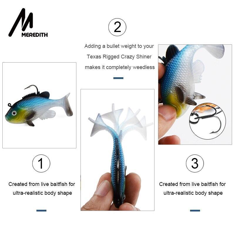 Meredith 3.15&quot; Crappie Lead Jig Heads With Paddle Tail Artificial Sunfish-Fishing Lures-EastRain FishingTackle Store-A-Bargain Bait Box
