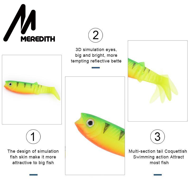 Meredith 3Pcs 22G 12.5Cm Cannibal Soft Lures Shads Fishing Fish Lures Fishing-MEREDITH Official Store-A-Bargain Bait Box