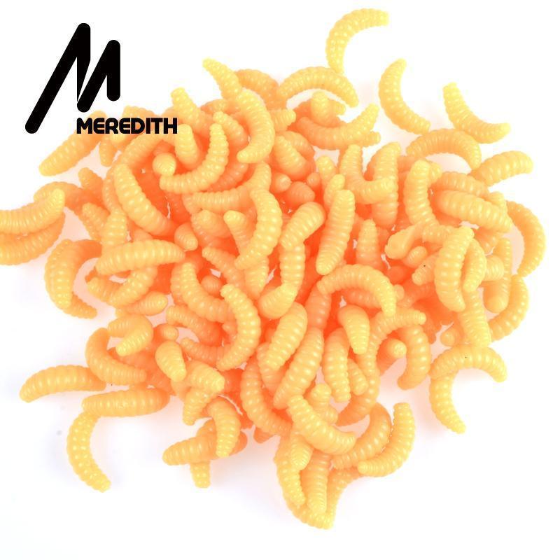 Meredith Promotion Hot Sell 200Pcs 2Cm 0.38G Maggot Grub Soft Lure Baits Smell-MEREDITH Official Store-A-Bargain Bait Box