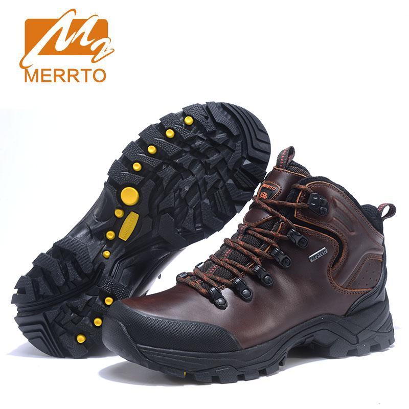 Merrto Men High Quality Leather Hiking Shoes Waterproof Wear Resistant-MERRTO Official Store-Black-6.5-Bargain Bait Box
