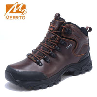 Merrto Men High Quality Leather Hiking Shoes Waterproof Wear Resistant-MERRTO Official Store-Black-6.5-Bargain Bait Box