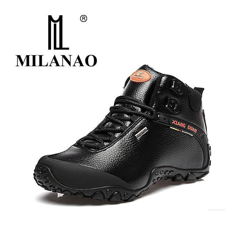 Milanao Men Outdoor Shoes High State Waterproof Leather Hiking Sneakers-MILANAO Official Store-81998 black-6-Bargain Bait Box