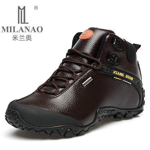 Milanao Men Outdoor Shoes High State Waterproof Leather Hiking Sneakers-MILANAO Official Store-81998 coffee-6-Bargain Bait Box