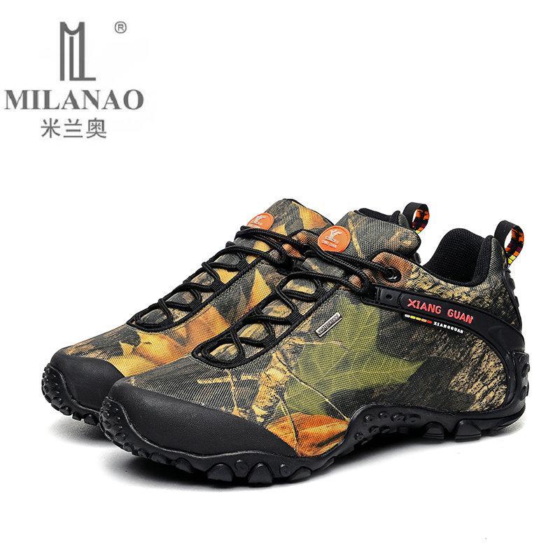 Milanao Men Outdoor Waterproof Canvas Hiking Shoes , Low Anti Skid Wear-MILANAO Official Store-81289 Forest black-4-Bargain Bait Box