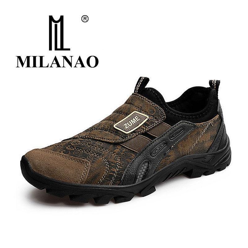 Milanao Outdoor Men Walking Shoes Spring/Summer Slip On Mens Hiking Shoes-MILANAO Official Store-Black-7-Bargain Bait Box