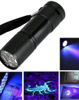 Mini Aluminum Uv Ultra Violet 9 Led Flashlight Blacklight Torch Light Lamp-Poerf Store-Bargain Bait Box
