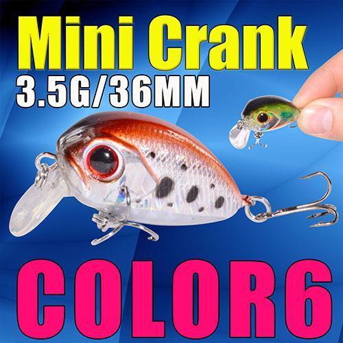 Mini Crank 36Mm 3.5G Fishing Lure Hard Bait Fishing Tackle With Bkk Hooks-Afishlure Official Store-COLOR6-Bargain Bait Box