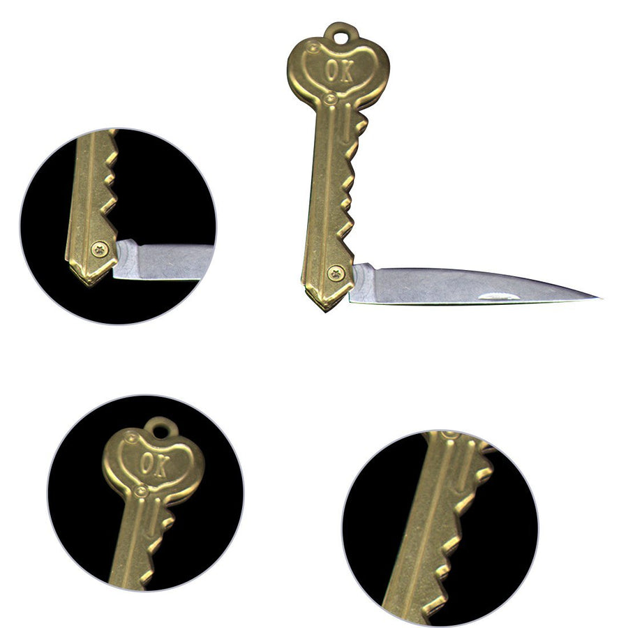 Mini Key Knife Camp Outdoor Keyring Ring Keychain Fold Open Opener Pocket-LoveOutdoor Store-Gold-Bargain Bait Box