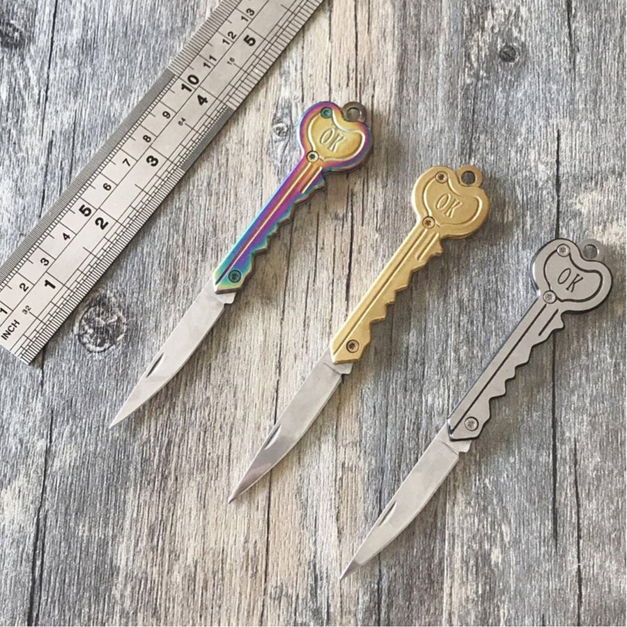 Mini Key Knife Letter Camp Outdoor Keyring Ring Keychain Fold Open Opener Pocket-Xiaomii_Holiday Store-Gold-Bargain Bait Box