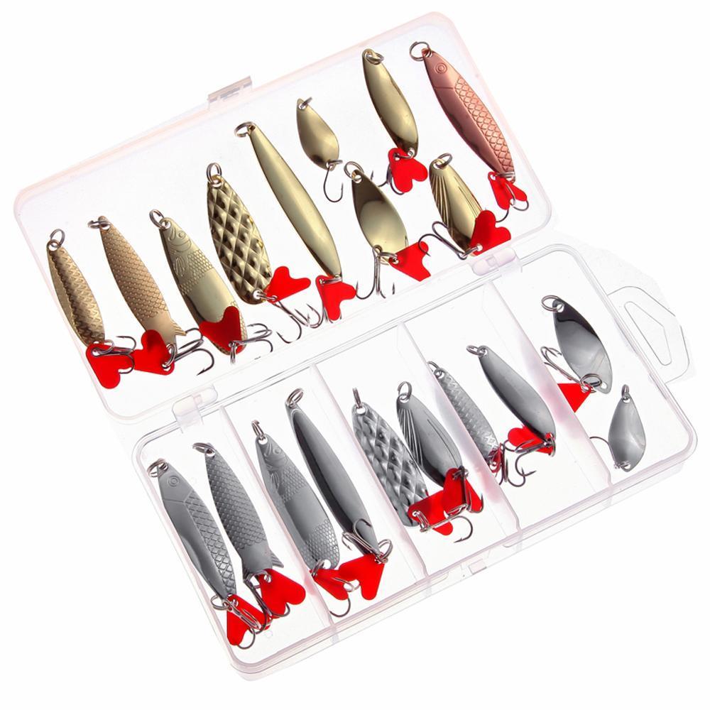 Mixed Colors Fishing Lures Spoon Bait Metal Lure Kit Iscas Artificias Hard-LooDeel Outdoor Sporting Store-A-Bargain Bait Box