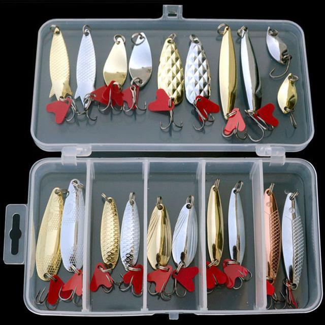 Mixed Colors Fishing Lures Spoon Bait Metal Lure Kit Iscas Artificias Hard-LooDeel Outdoor Sporting Store-C-Bargain Bait Box