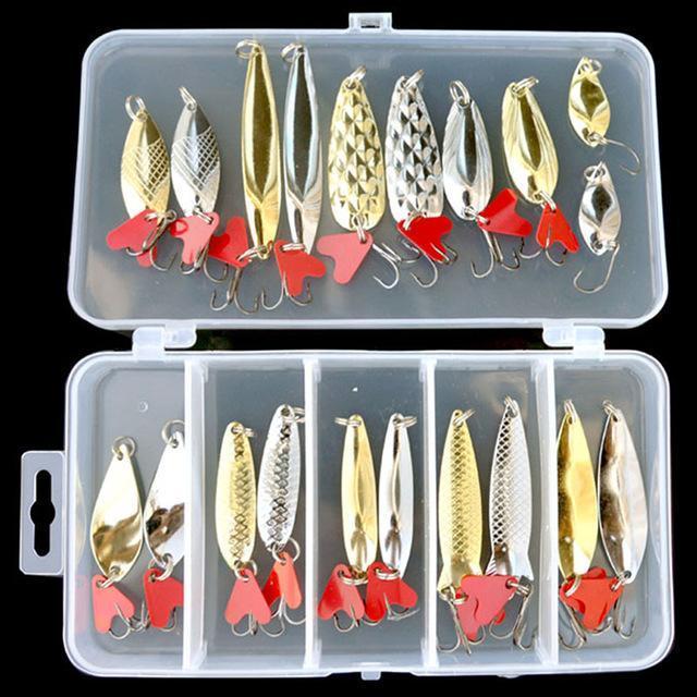 Mixed Colors Fishing Lures Spoon Bait Metal Lure Kit Iscas Artificias Hard-LooDeel Outdoor Sporting Store-D-Bargain Bait Box