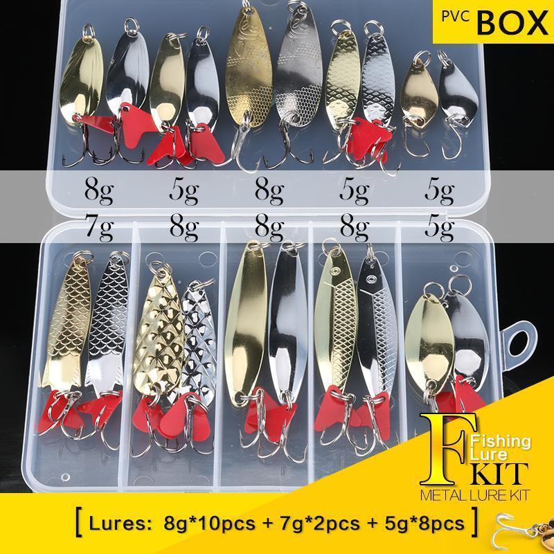 Mixed Colors Fishing Lures Spoon Bait Set Metal Lure Kit Sequins Dd Fishing-DONQL Store-Kit A-Bargain Bait Box