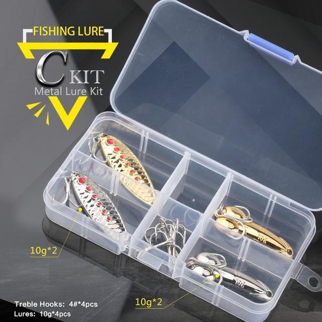 Mixed Colors Fishing Lures Spoon Bait Set Metal Lure Kit Sequins Dd Fishing-DONQL Store-Kit C-Bargain Bait Box