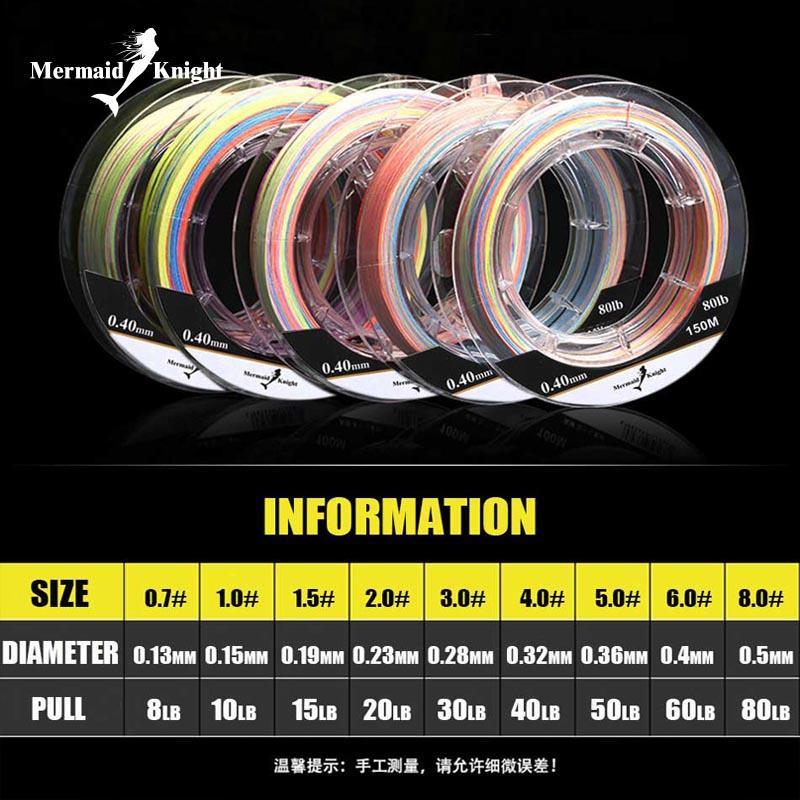 Mk Brand Colorful 8 Braided Line 150M Strong Pe Fishing Line Japan Imported-MERMAIDKNIGHT Official Store-0.7-Bargain Bait Box