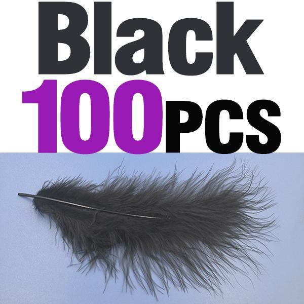 Mnft 100Pcs 10 Colors Marabou Feathers Various Colours Available Fly Tying-Fly Tying Materials-Bargain Bait Box-100pcs black-Bargain Bait Box