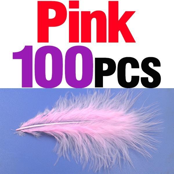 Mnft 100Pcs 10 Colors Marabou Feathers Various Colours Available Fly Tying-Fly Tying Materials-Bargain Bait Box-100pcs pink-Bargain Bait Box