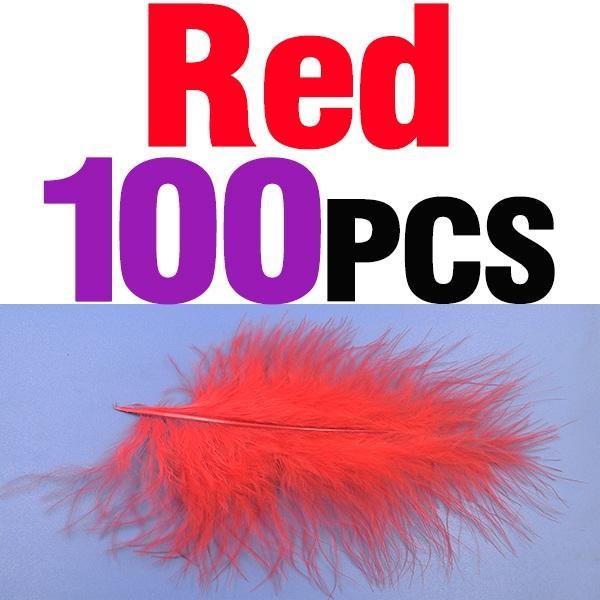 Mnft 100Pcs 10 Colors Marabou Feathers Various Colours Available Fly Tying-Fly Tying Materials-Bargain Bait Box-100pcs red-Bargain Bait Box