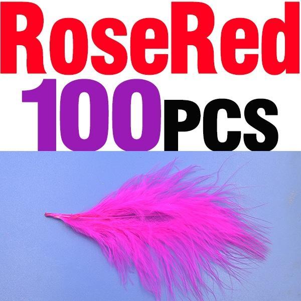 Mnft 100Pcs 10 Colors Marabou Feathers Various Colours Available Fly Tying-Fly Tying Materials-Bargain Bait Box-100pcs rose red-Bargain Bait Box
