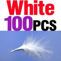 Mnft 100Pcs 10 Colors Marabou Feathers Various Colours Available Fly Tying-Fly Tying Materials-Bargain Bait Box-100pcs white-Bargain Bait Box