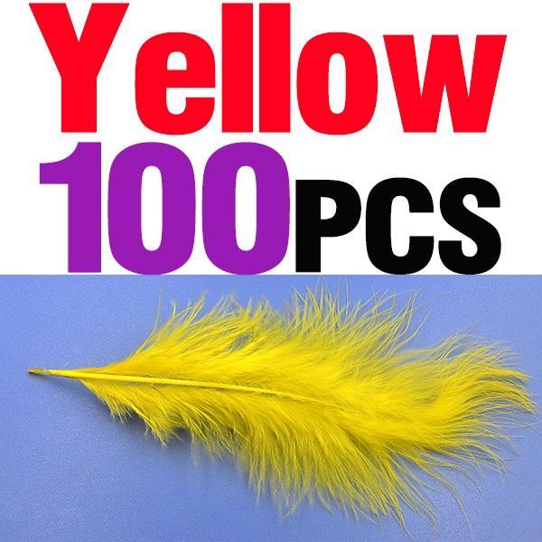 Mnft 100Pcs 10 Colors Marabou Feathers Various Colours Available Fly Tying-Fly Tying Materials-Bargain Bait Box-100pcs yellow-Bargain Bait Box