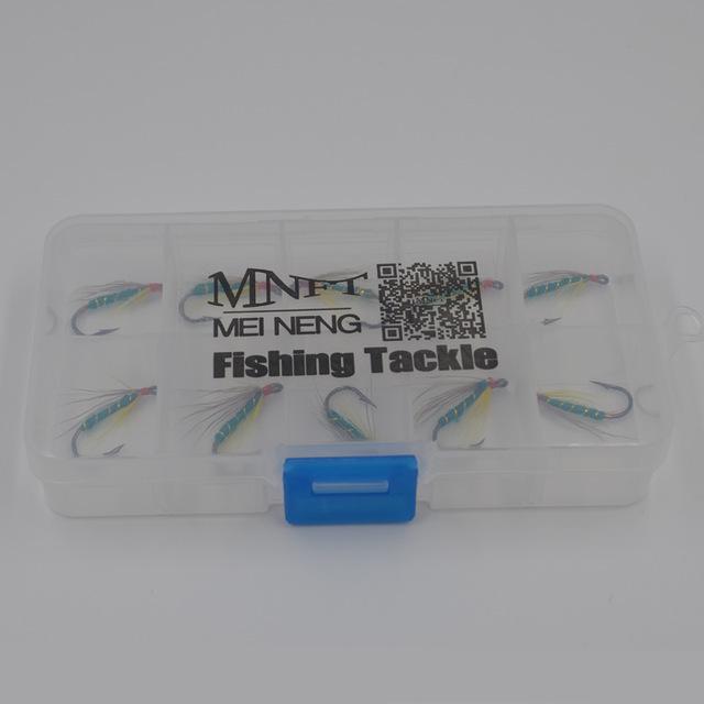 Mnft 10Pcs 6# Trout Fishing Wet Fly Green Body Gold Line Wrapped Barbed Hooks-Flies-Bargain Bait Box-10pcs in box-Bargain Bait Box