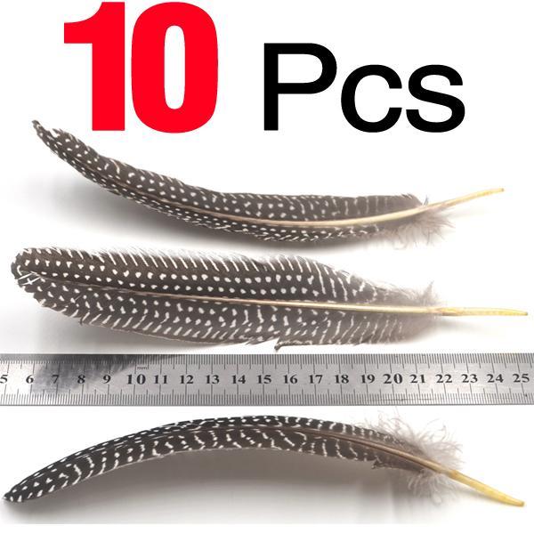 Mnft 10Pcs Natural Black Color White Dots Pheasant Feathers Fly Fishing Tying-Fly Tying Materials-Bargain Bait Box-Bargain Bait Box