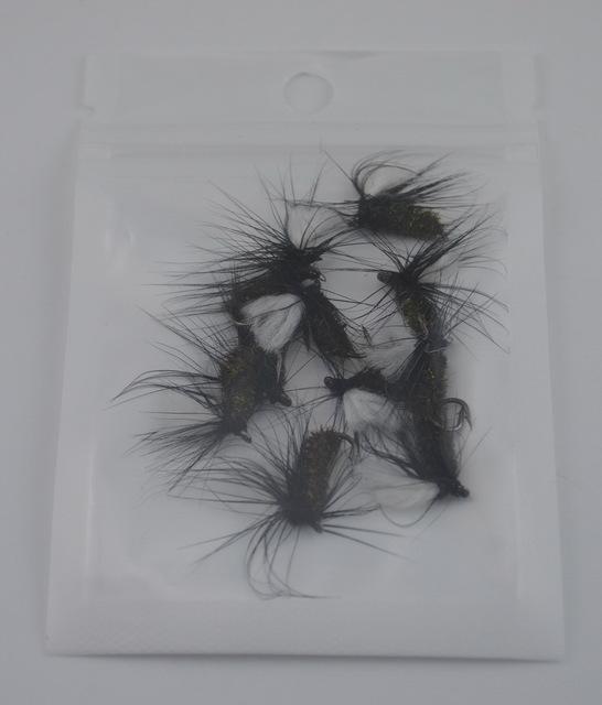 Mnft 10Pcs Woolly Bugger Size#10 Black White Fly Trout Fishing 15Mm Length-Flies-Bargain Bait Box-10PCS in Bag-Bargain Bait Box