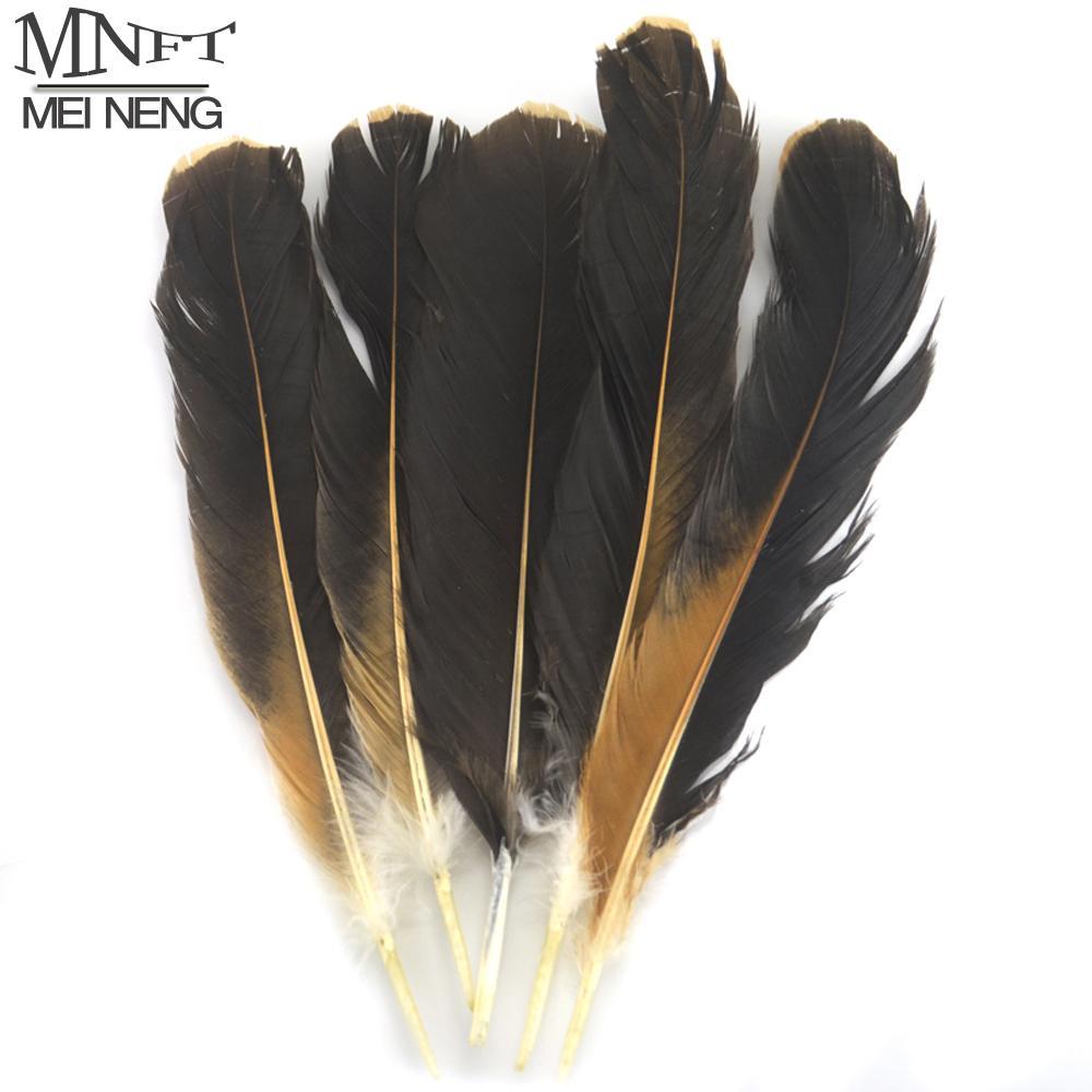 Mnft 10Pcs/Bag Chicken Wing Feathers Rooster Natural Black &amp; Brown Plume Fly-Fly Tying Materials-Bargain Bait Box-Bargain Bait Box
