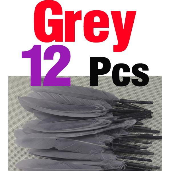 Mnft 12Pcs Beautiful Goose Feather Nymph Tail Wing Fly Tying Material-Fly Tying Materials-Bargain Bait Box-12Pcs Grey-Bargain Bait Box