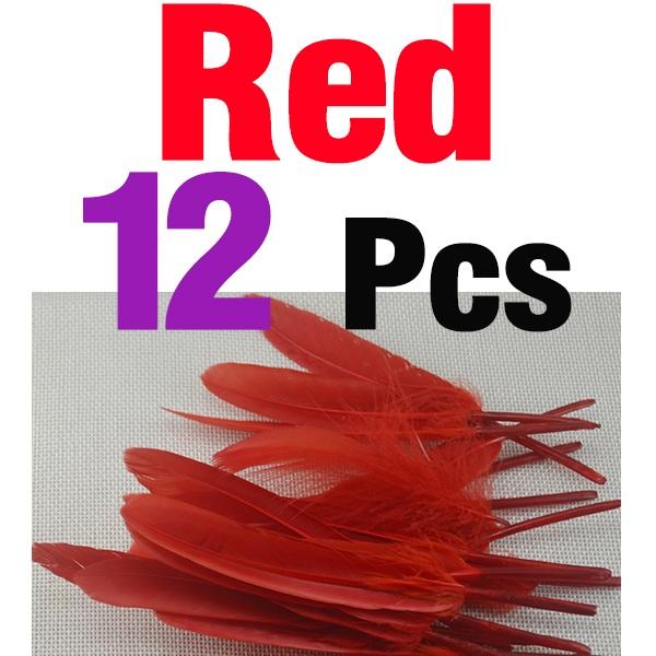 Mnft 12Pcs Beautiful Goose Feather Nymph Tail Wing Fly Tying Material-Fly Tying Materials-Bargain Bait Box-12Pcs Red-Bargain Bait Box