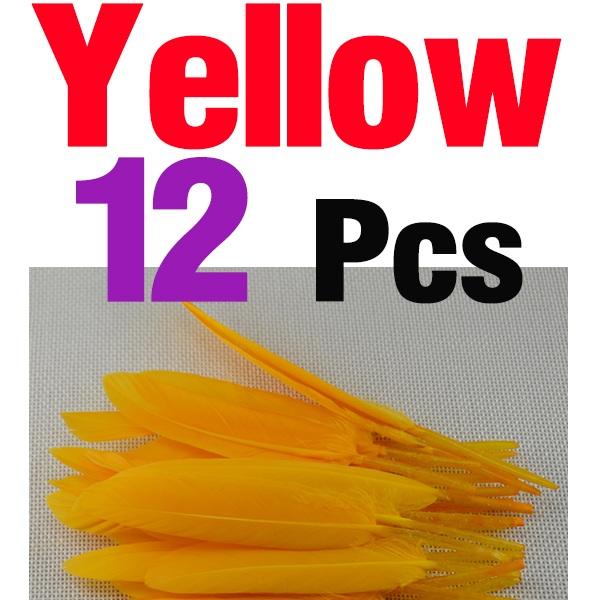 Mnft 12Pcs Beautiful Goose Feather Nymph Tail Wing Fly Tying Material-Fly Tying Materials-Bargain Bait Box-12Pcs Yellow-Bargain Bait Box