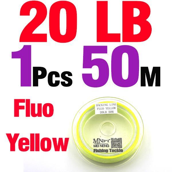Mnft 1Spools 50 Meters 20Lb&30Lb Braided Dacron Fly Fishing Backing Line With-MNFT Official Store-20LB Fluo yellow 50M-Bargain Bait Box